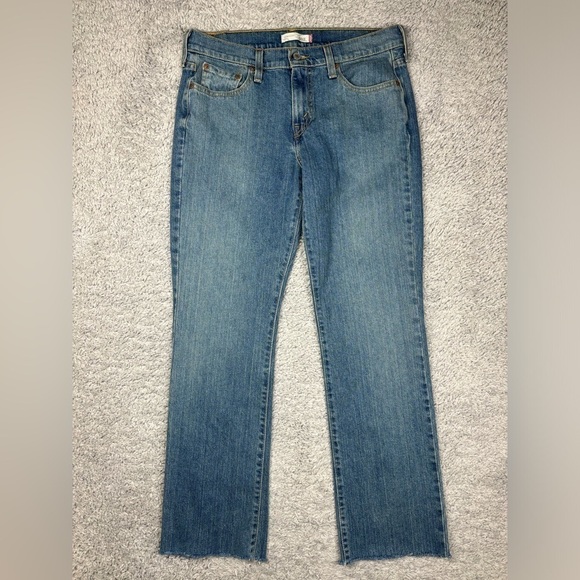 Levi's Jeans Womens 8 Long 505 Straight Leg Vintage Light Wash Raw Hem Frayed - Picture 1 of 6